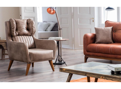 Landhaus Stil Sessel Ohrensessel Relax Fernseher Einsitzer Sofa Couch