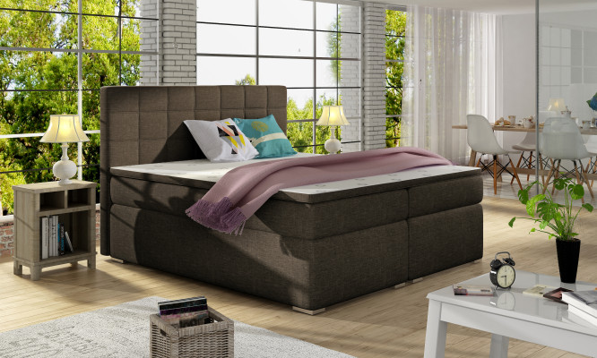 Boxspring 180x200cm Bett Betten Hotel Leder Komplett Bettkasten Topper