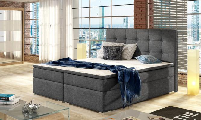 Komplett Set Matratze & Topper Boxspring Bett Polster Betten Textil Stoff