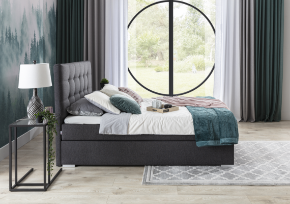 Komplett Set Matratze & Topper Boxspring Bett Polster Betten Textil Stoff
