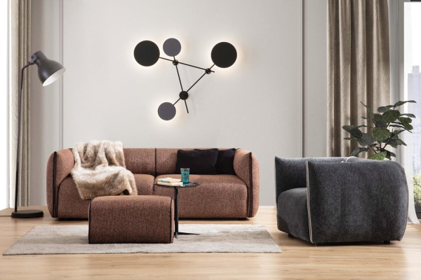 Sofa 3 Sitzer Luxus Wohnzimmer Möbel Stoff Couchen Dreisitzer grau Neu