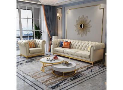 Design Wohnlandschaft Sofagarnitur 3+1 Sitzer Ledersofa Wohnzimmer