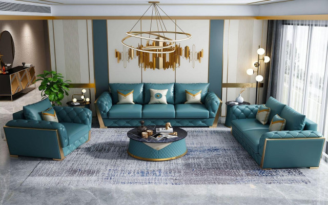 Sofagarnitur 3+2 Sitzer Wohnlandschaft Sofa Couch Polster Garnitur Sofas Leder