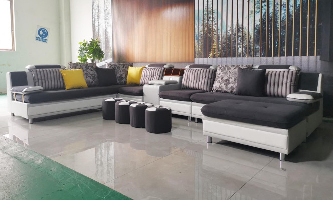 Ecksofa U-Form Wohnlandschaft Sofa Couch Polster Ecke Garnitur Stoff Sofas Neu