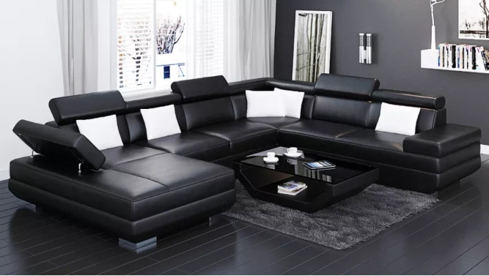 Sofa wohnzimmer Leder xxl couch polster landschaft moderne designer