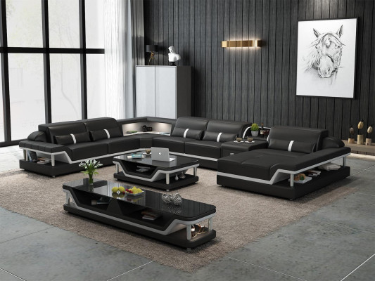 Wohnlandschaft U Form Ecksofa Couchtisch Sideboard Design Wohnlandschaft 3tlg