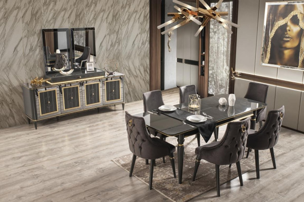 Schwarzer Luxus Esstisch Italienische Design Möbel Einrichtung Tische Tisch Neu