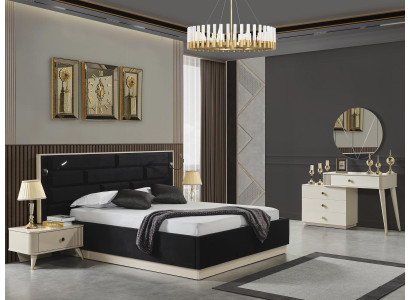 Bett 2x Nachttische Schminktisch Spiegel Luxus Schlafzimmer Set komplette Möbel