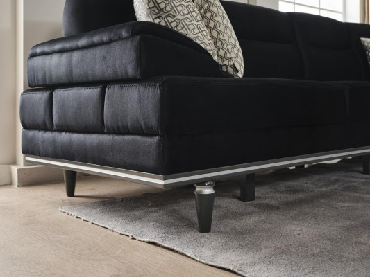 Schwarzes Ecksofa Design Textil Couchen Polster Möbel Wohnzimmer Couch