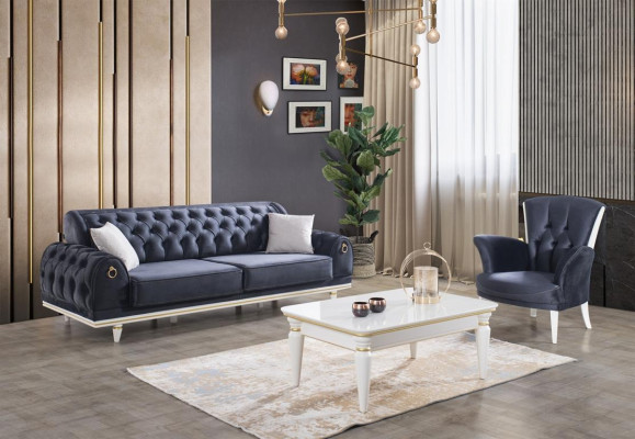 Luxus Sofagarnitur Couch Set Möbel 3+3+1 Couchtisch Möbel Textil 4tlg