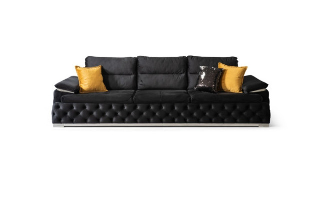 Dreisitzer Couch Design Sofa Moderne 4er Sitz Sofas Zimmer Möbel Schwarz Polster