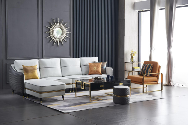 Modernes Sofa Ecksofa L Form Couchtisch Hocker Ecksofa Polster Hocker
