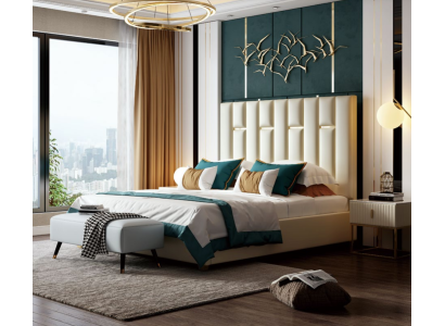 Luxus Schlafzimmer Doppelbett Bett 150/180x200cm Metall Neu Hotel