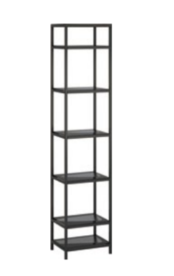 Regal Glas Metall Standregal im modernen Design in Schwarz Wohnzimmer