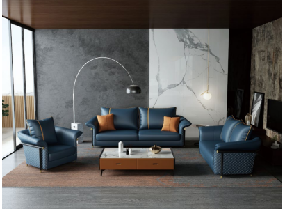 Leder Polster Komplett Set Sofagarnitur 321 Sitzer Design Wohnlandschaft