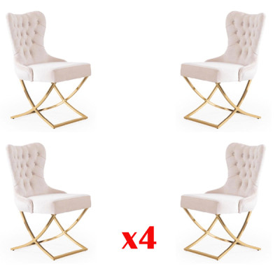 Esszimmerstuhl Küchen Esszimmerstühle Textil Set 4x Edelstahl Stuhl