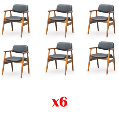 Garnituren 6 Sets Lehn Stuhl Set Garnitur Stühle Gruppe Sitz Holz