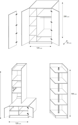 Kleiderschrank Regal Schrank für Schlafzimmer Kinder Jugend Schwarz