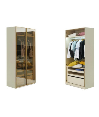 Begehbarer Kleiderschrank Möbel Glasschrank getönte Fronten Schrank Eckschrank