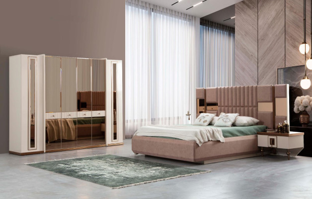 Luxus Bett Schlafzimmer Italienische Möbel Neuartiges Material Holz Braun