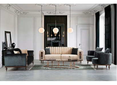 Sofagarnitur Samt Stoff Couch Set Sofa Polster Möbel 4tlg. Garnituren