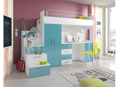 Doppelstockbett Etagenbett Doppelbett Jugend Bett Betten mit Schrank Tisch Neu