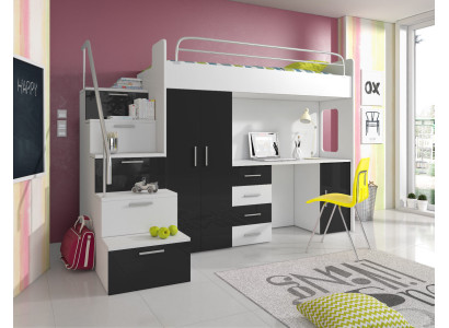 Doppelstockbett Etagenbett Doppelbett Jugend Bett Betten mit Schrank Tisch Neu!