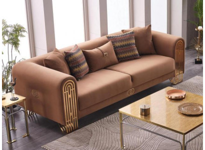 Moderner Edelstahl Dreisitzer Luxus Polstersofas Textilmöbel Sofa Couch