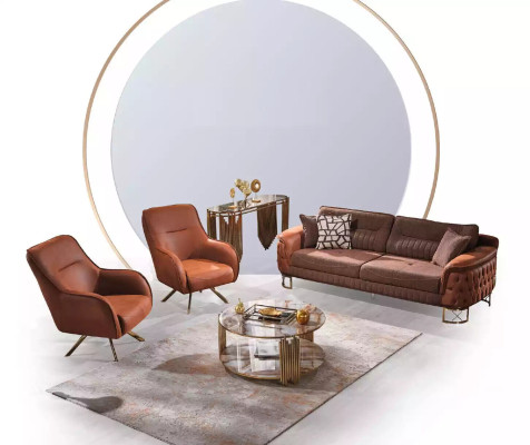 Design sessel polsterung wohnzimmer holz moderner Luxus braune Lounge