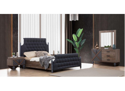Bett Nachttisch Kommode mit Spiegel Schlafzimmer 4 tlg. Set Chesterfield