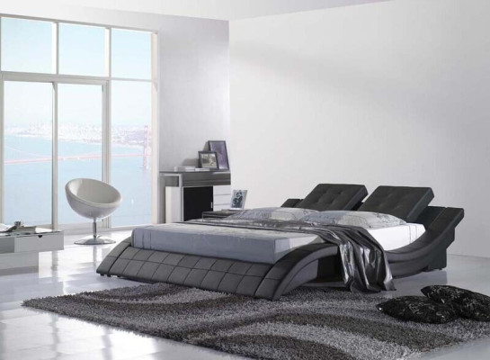Doppelbett Designer Bett Ehebett Polsterbett Schlafzimmer Lederbett Neu