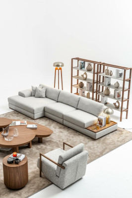 Sofa Couch Polster Möbel Wohnlandschaft Grau Eckgarnitur Weiche Couchen