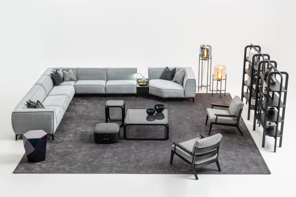 Ecksofa U-Form Wohnzimmer Polster Sofas Couch Möbel Stil Sofa Couchen