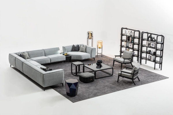 Ecksofa U-Form Wohnzimmer Polster Sofas Couch Möbel Stil Sofa Couchen