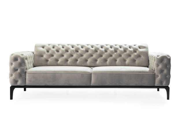 Dreisitzer Sofa 3 Sitzer Sofas Stoff Weiß Wohnzimmer Chesterfield Neu