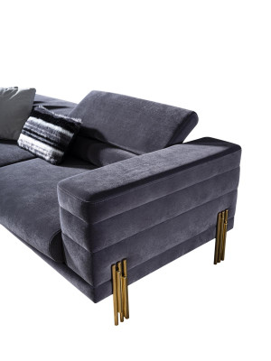 Dreisitzer Sofa 3 Sitzer Sofas Stoff Grau Wohnzimmer Luxus Modern Sitz