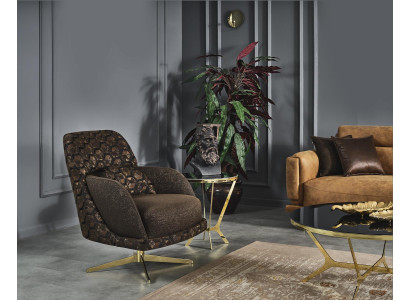 Sessel Ohrensessel Cocktailsessel Stoff Wohnzimmer Polyester Braun