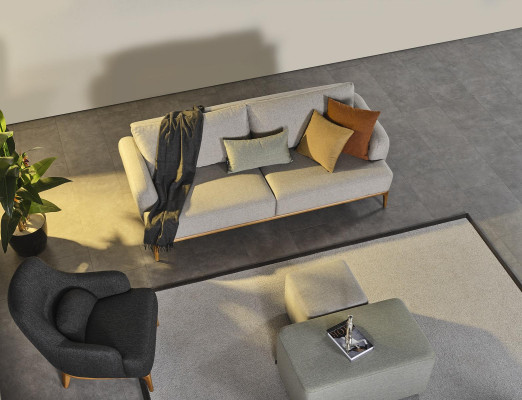 Sessel Ohrensessel Modern Stoff Wohnzimmer Polyester Grau Design Sitz