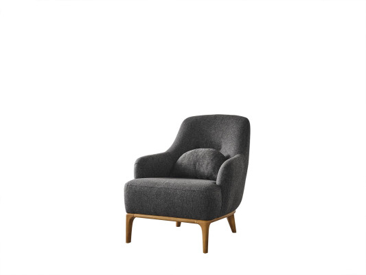 Sessel Ohrensessel Modern Stoff Wohnzimmer Polyester Grau Design Sitz