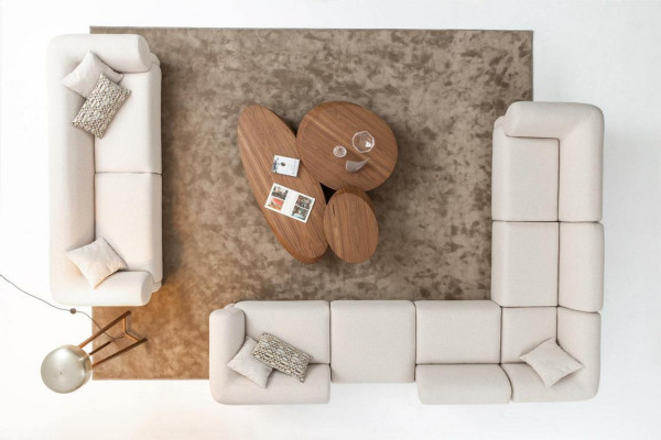 Sofagarnitur Wohnzimmer Sofa Set L-Form 3 Sitzer Hocker Set Modern Design