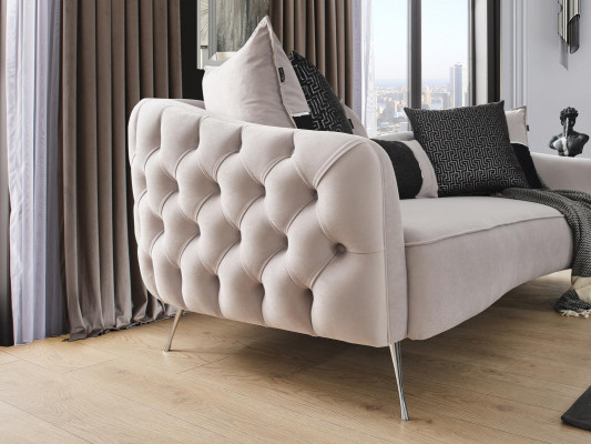 Modern Sofagarnitur Sofa 3 Sitzer Sessel Dreisitzer Stoff Weiß Polyester Set