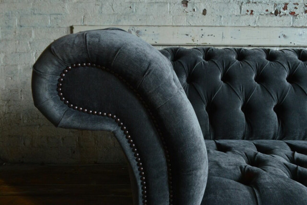 Designer Graue Chesterfield Couch Big Sofa 4-Sitzer Polster Möbel