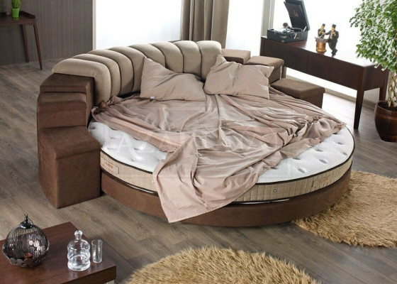 Rundes Bett Rund Design Betten Textil Doppel Luxus Hotel Gestell Schlaf Zimmer