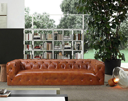 Ledersofa Kunstleder Couch Big - Sofa Luxus Wohnzimmer Sitz Polster Viersitzer