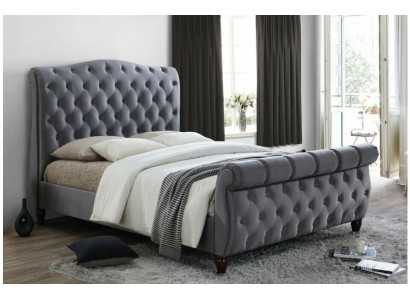 Klassisches Samt Textil Bett Doppel Betten Gepolsterte Hotel Schlazimmer 180x200