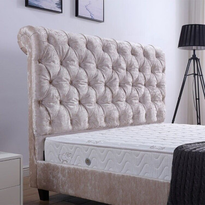 Modernes Beiges Chesterfield Bett Designer Doppelbett Luxus Möbel