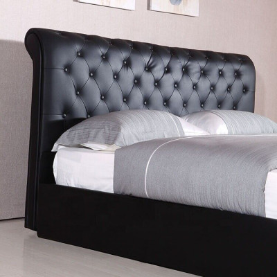 Schwarzes Luxus Chesterfield Designer Doppelbett Polster Bett