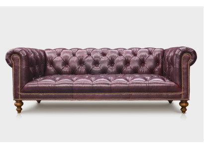 Brauner Chesterfield 3 Sitzer Sofa Ledersofa Couch Polster Möbel