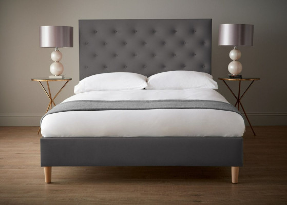 Bett Polster Design Luxus Doppel Hotel Betten Schlaf Zimmer Chesterfield Grau
