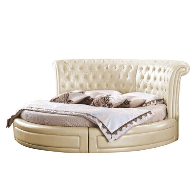 Rundes Bett Chesterfield Designer Rund Schlafzimmer Textil Leder Polster Betten